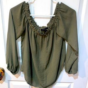 Green off the shoulder blouse